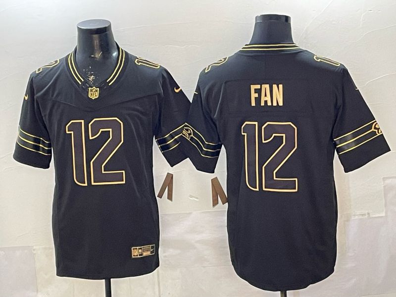 Men 2026 Seattle Seahawks #12 Fan Black gold 3th generations Nike Limited NFL Jersey style 002->seattle seahawks->NFL Jersey